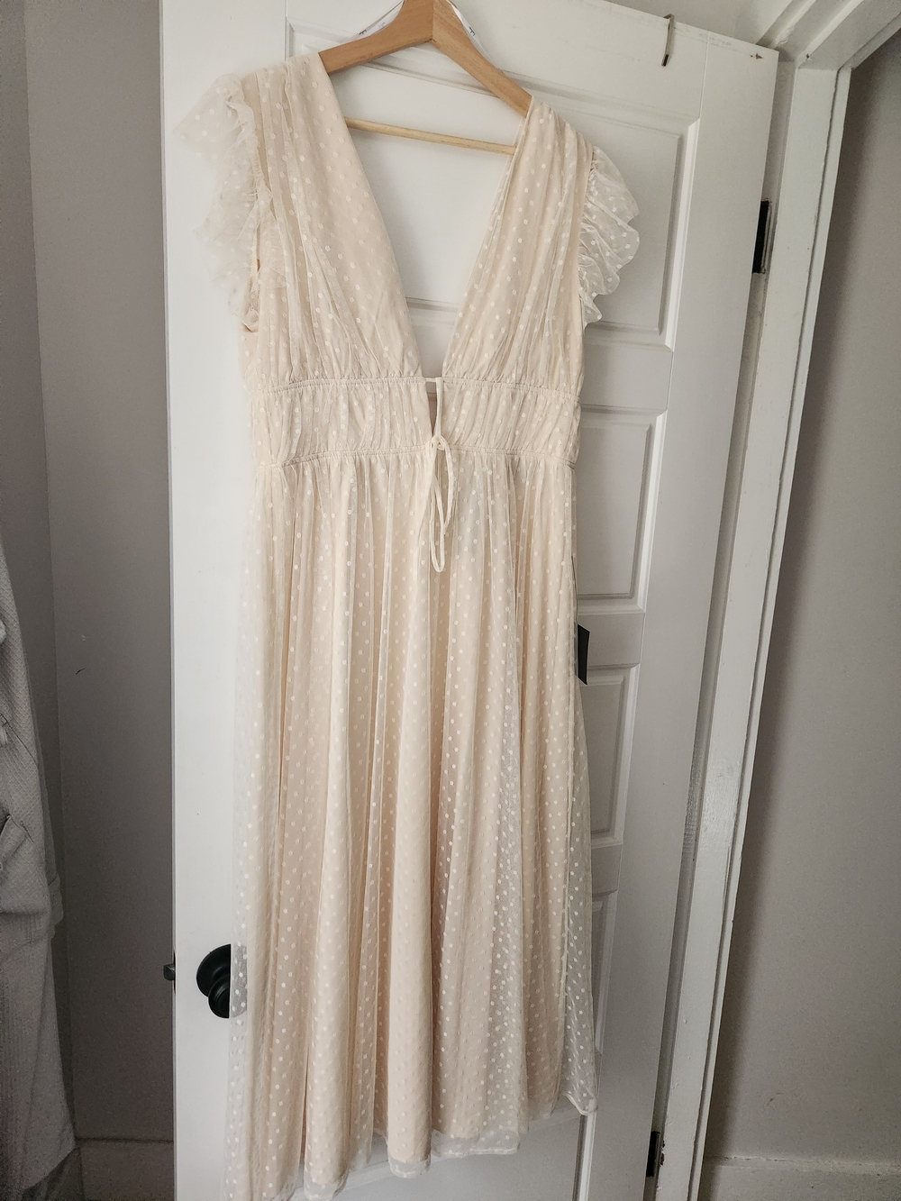 Lulu's Yours Evermore Cream Dotted Swiss Tulle Dress